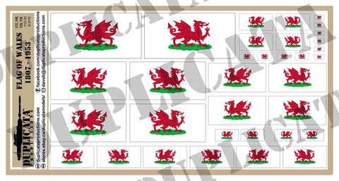 Flag of Wales (1807-1953) - 1/72, 1/48, 1/35, 1/32 Scales - Duplicata Productions