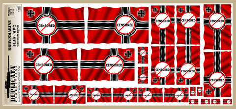 Kriegsmarine Flag - WW2 - 1/72, 1/48, 1/35, 1/32 Scales (w/Motion Ripples) - Duplicata Productions