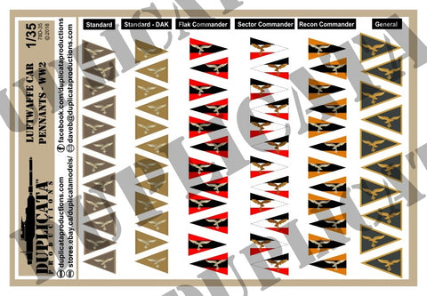 German Luftwaffe Staff Car Pennants, WW2 - 1/35 Scale - Duplicata Productions