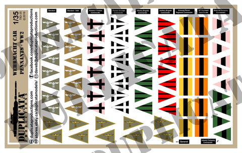 German Wehrmacht Staff Car Pennants, WW2 - 1/35 Scale - Duplicata Productions