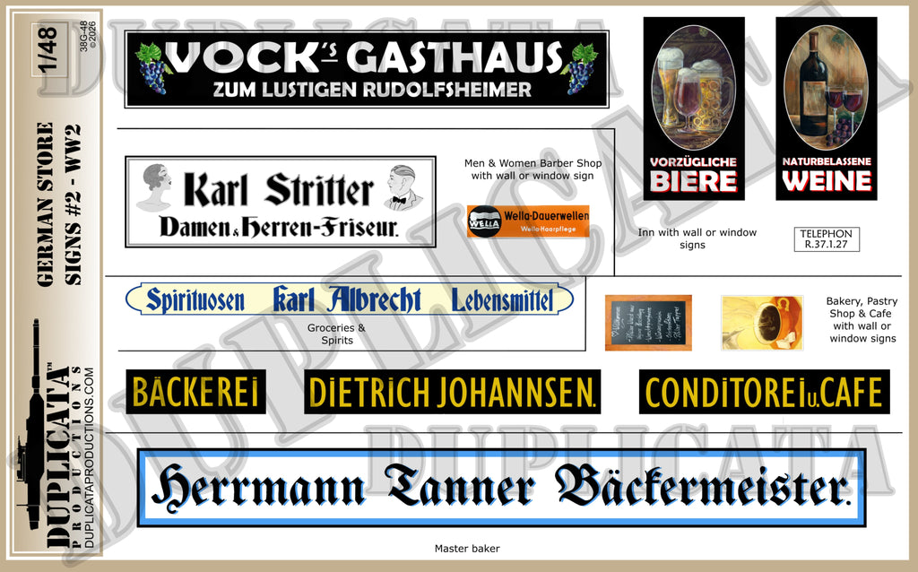 Diorama Accessory - German Shop Signs #2 - WW2 - 1/48 Scale – Duplicata ...