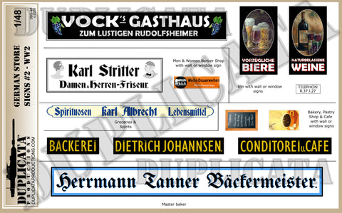 German Shop/Store Signs #2 - WW2 - 1/48 Scale - Duplicata Productions