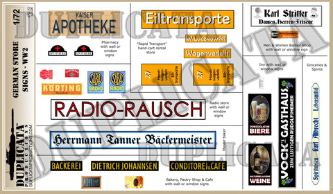 German Shop/Store Signs - WW2 - 1/72 Scale - Duplicata Productions