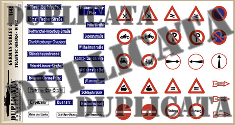 German Street Names and Traffic Signs - WW2 - 1/48 Scale - Duplicata Productions