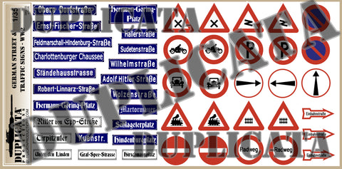 German Street Names and Traffic Signs - WW2 - 1/35 Scale - Duplicata Productions