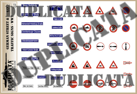 German Street Names and Traffic Signs - WW2 - 1/72 Scale - Duplicata Productions