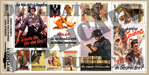 German WW2 Propaganda Posters, Various Sizes - 1/35 Scale