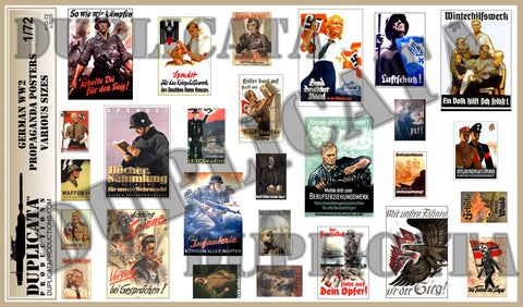 German WW2 Propaganda Posters, Various Sizes - 1/72 Scale