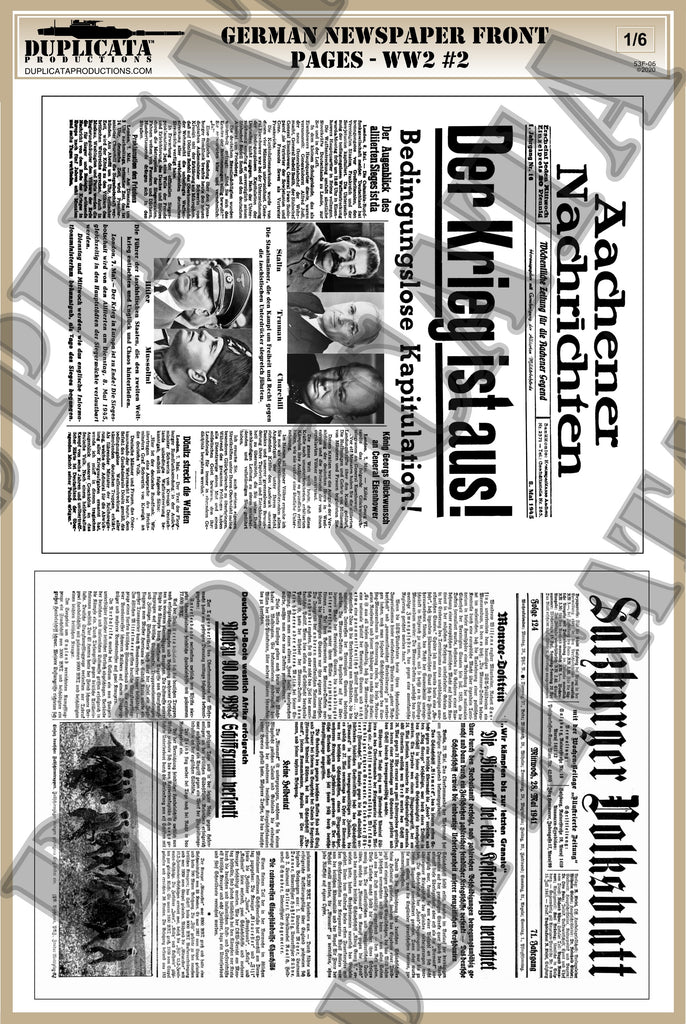 Diorama German Newspaper Front Pages #2 - WW2 - 1/6 Scale – Duplicata ...