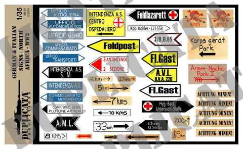 German & Italian Road Signs, North Africa -  WW2 - 1/35 Scale - Duplicata Productions
