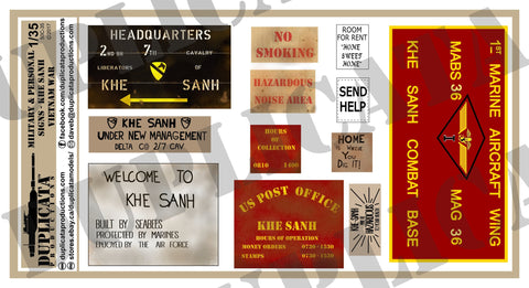 Military & Personal Signs, Khe Sanh - Vietnam War - 1/35 Scale - Duplicata Productions