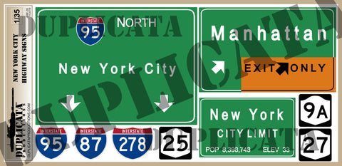 New York City Highway Signs - 1/35 Scale - Duplicata Productions