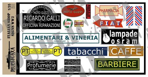 Italian Shop Signs - WW2 - 1/35 Scale - Duplicata Productions