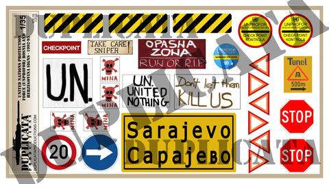 UNPROFOR Bosnia (1992-95) Signs, Yugoslav Wars - 1/35 Scale - Duplicata Productions